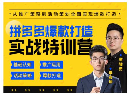 玺承云·拼多多爆款打造实战特训营，一套从入门到高手课程，让你快速拿捏拼多多